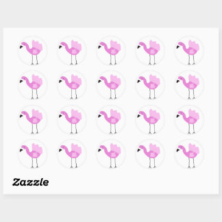 Adesivo Redondo Flora Flamingo Sticker