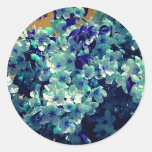 Adesivo Redondo Floral abstrato Azul