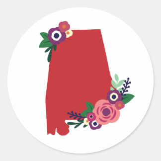 Adesivo Redondo Floral Alabama Sticker