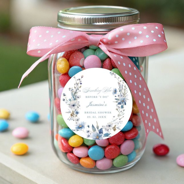 Adesivo Redondo Floral Algo azul antes de eu fazer Chuveiro de Noi (Criador carregado)