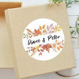 Adesivo Redondo Floral Aquarela Moderna Personalizada para Casamen