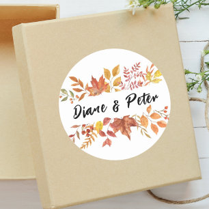 Adesivo Redondo Floral Aquarela Moderna Personalizada para Casamen