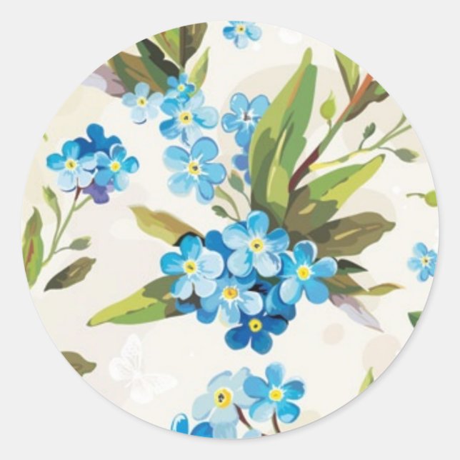 Adesivo Redondo Floral Azul (Frente)