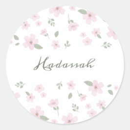 Adesivo Redondo Floral Baby Girl Sticker