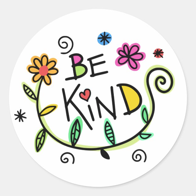 Adesivo Redondo Floral Be Kind (Frente)
