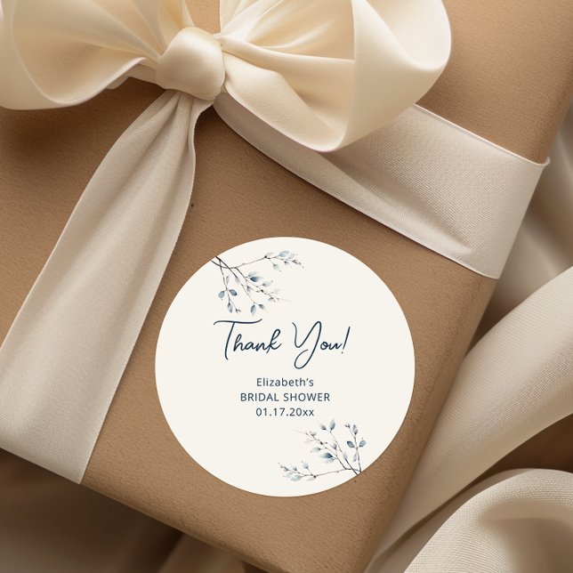 Adesivo Redondo Floral Blue Winter Botanic Obrigado (Criador carregado)