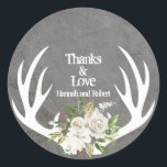 Adesivo Redondo Floral Boho Envelhecido com Antílope Agradecido<br><div class="desc">Mostre sua gratidão com esses adesivos distintos.</div>