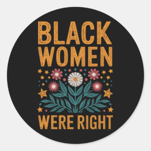 Adesivo Redondo Floral Boho Resist Anti Trump Black Mulheres Negra