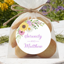 Adesivo Redondo Floral Boho Sunflower Daisy Garden Wedding