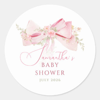 Adesivo Redondo Floral Bow Elegant Flower Girl baby shower 