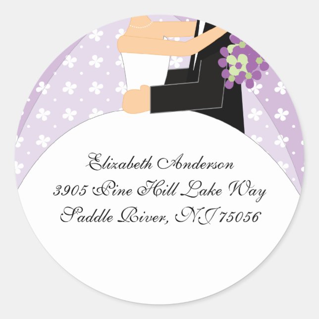 Adesivo Redondo Floral Bride & Große Address Sticker Purple (Frente)