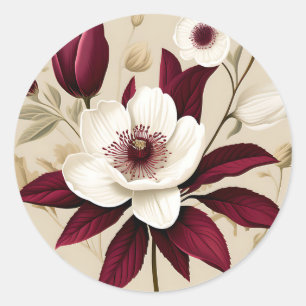 Adesivo Redondo Floral Burgundy Plant Botanical