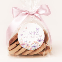 Adesivo Redondo Floral Butterfly Pastel Bridal Shower Favor 