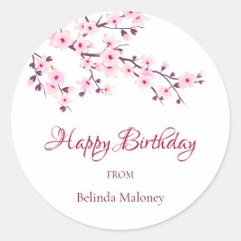 Adesivo Redondo Floral Cherry Blossomo Rosa | Aniversário Personal