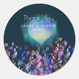 Adesivo Redondo Floral Chic Girly Obrigado Amor De Casamento