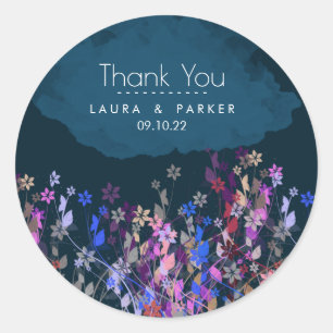 Adesivo Redondo Floral Chic Girly Obrigado Personalização Do Casam