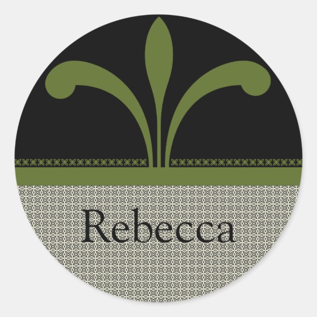 Adesivo Redondo Floral Chic Stickers, Olive Green (Frente)