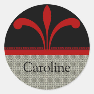 Adesivo Redondo Floral Chic Stickers, vermelho escuro