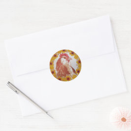 Adesivo Redondo Floral Chicken Wreath Stickers