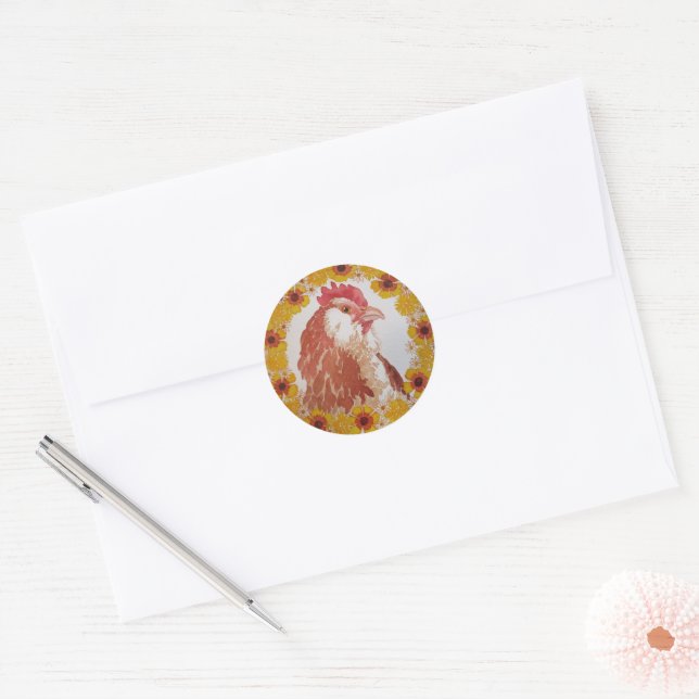 Adesivo Redondo Floral Chicken Wreath Stickers (Envelope)