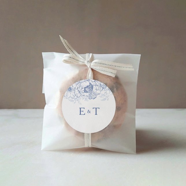 Adesivo Redondo Floral Chinoiserie Clássica Round Sticker (Criador carregado)