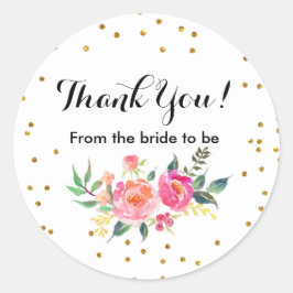 Adesivo Redondo Floral Confetti Obrigado Sticker