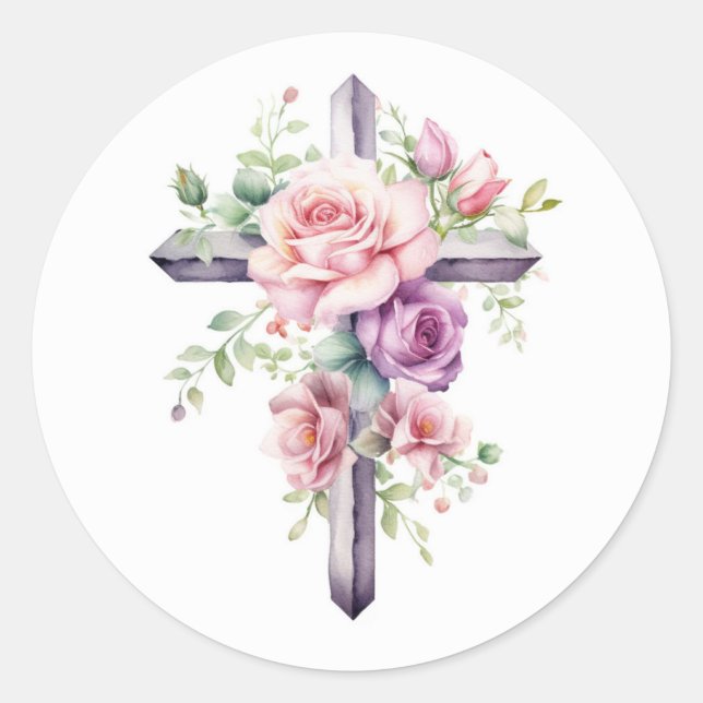 Adesivo Redondo Floral Cross Stickers (Frente)