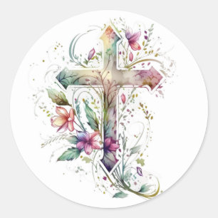 Adesivo Redondo Floral Cross Stickers