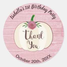 Adesivo Redondo Floral de Abóbora Branca de Madeira Rosa Russa Obr