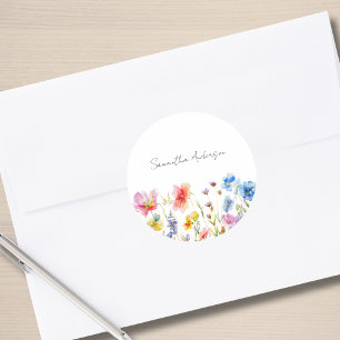 Adesivo Redondo Floral de Flor Silvestre Personalizado