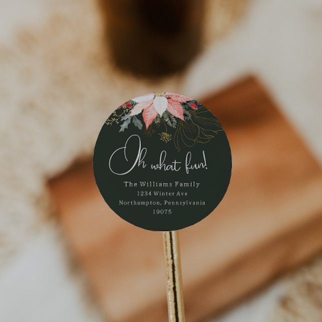 Adesivo Redondo Floral de inverno Que Feriados Divertidos Envelope (Criador carregado)