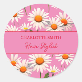 Adesivo Redondo Floral de Margarida Vermelha Rosa Moderna