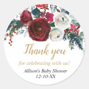 Adesivo Redondo Floral de Natal elegante e brilhante