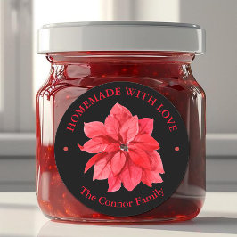 Adesivo Redondo Floral de Natal Feito à Mão Com Amor