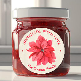 Adesivo Redondo Floral de Natal Feito com Amor