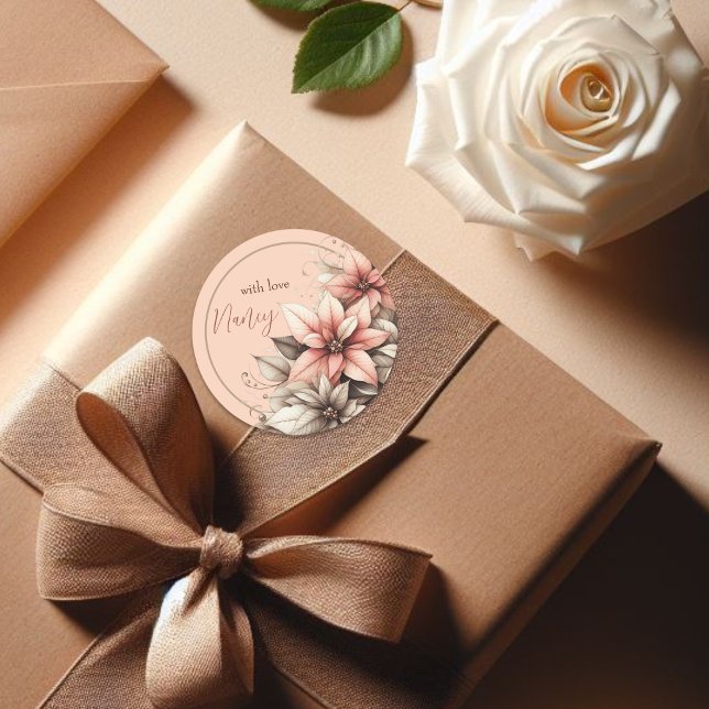 Adesivo Redondo Floral Delicada Personalizável (Criador carregado)