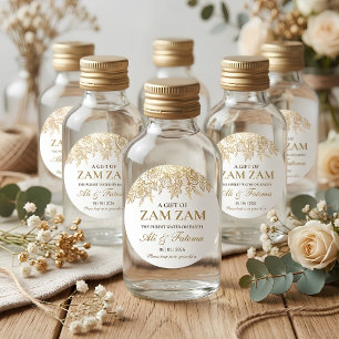 Adesivo Redondo floral dourado nikah casamento muçulmano água zamz