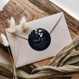 Adesivo Redondo Floral Dourado Russo Obrigado Favor De Casamento A