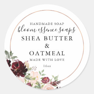 Adesivo Redondo Floral e Folha   Vinheta de sabão