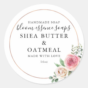 Adesivo Redondo Floral e Folha   Vinheta de sabão