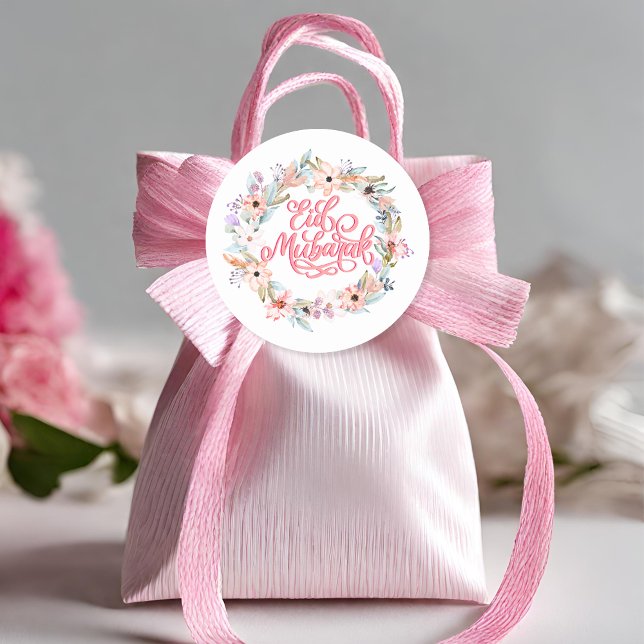 Adesivo Redondo Floral Eid Mubarak Stickers (Criador carregado)