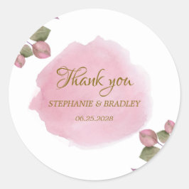 Adesivo Redondo Floral Elegante Moderno Blush Pink Casamento Obrig