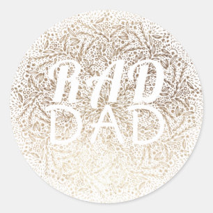 Adesivo Redondo Floral em Ouro Branco RAD Dia dos Pais Formal Eleg