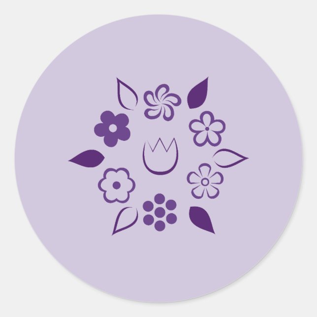 Adesivo Redondo Floral Escuro Plum Purple Primavera Flower (Frente)