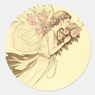 Adesivo Redondo Floral Fairy soft vintage fae