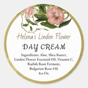 Adesivo Redondo Floral Faux Dourado Beauam Cream Business