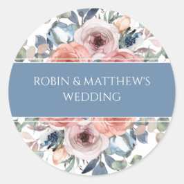 Adesivo Redondo Floral Feliz, Envelope Elegante Selo/Favor