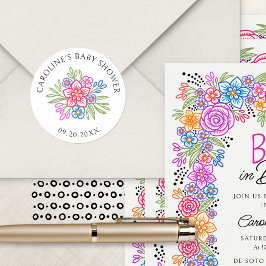 Adesivo Redondo Floral Fiesta Vivid Chá de fraldas