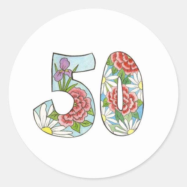 Adesivo Redondo Floral Fifty Sticker (Frente)