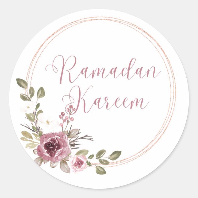 Adesivo Redondo Floral Frame Ramadan Kareem Ramadan Stickers (Frente)